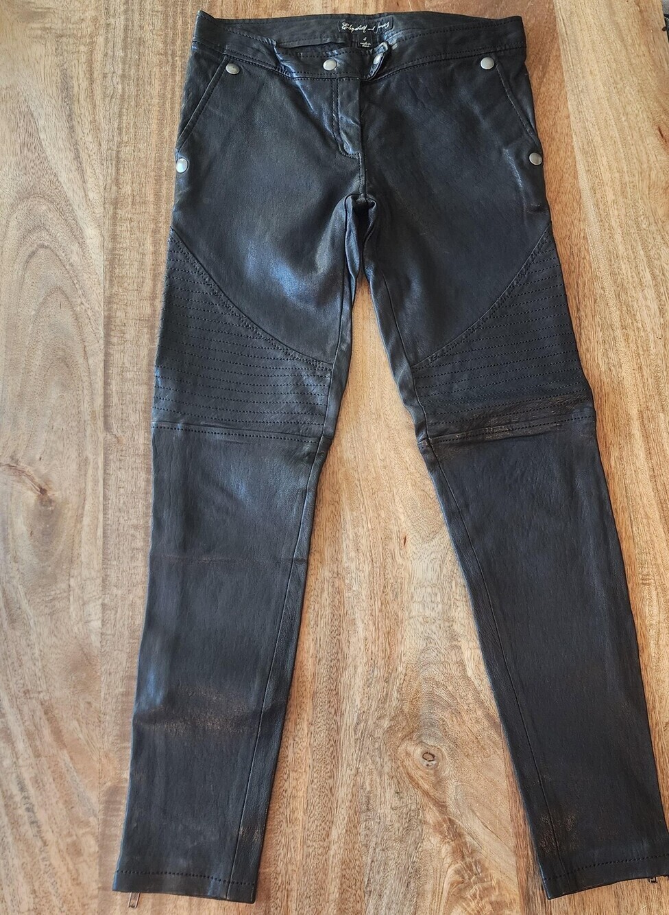 Elizabeth And James Pants Womens 4 Black Lamb Leather Skinny Moto Ankle Zip